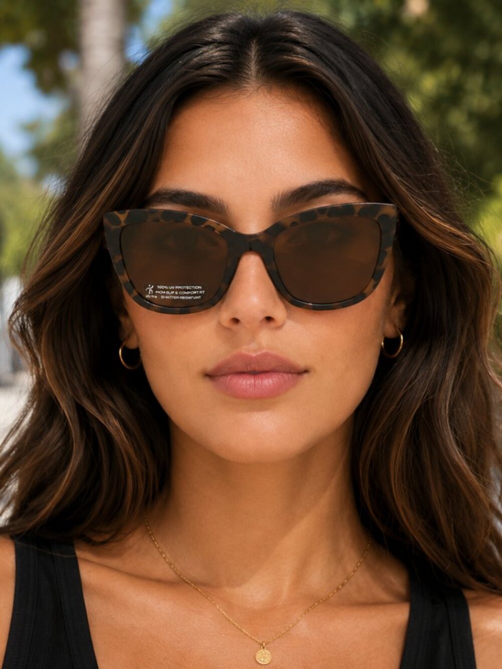 Adrienne Vittadini Sport Women's Tortoise Cat-Eye Sunglasses